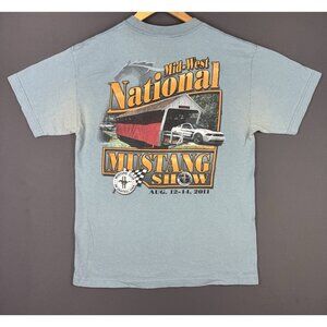 Vintage Y2K Ford Mustang Show Mid-West National Car Auto Promo Art Rare Fade Tee